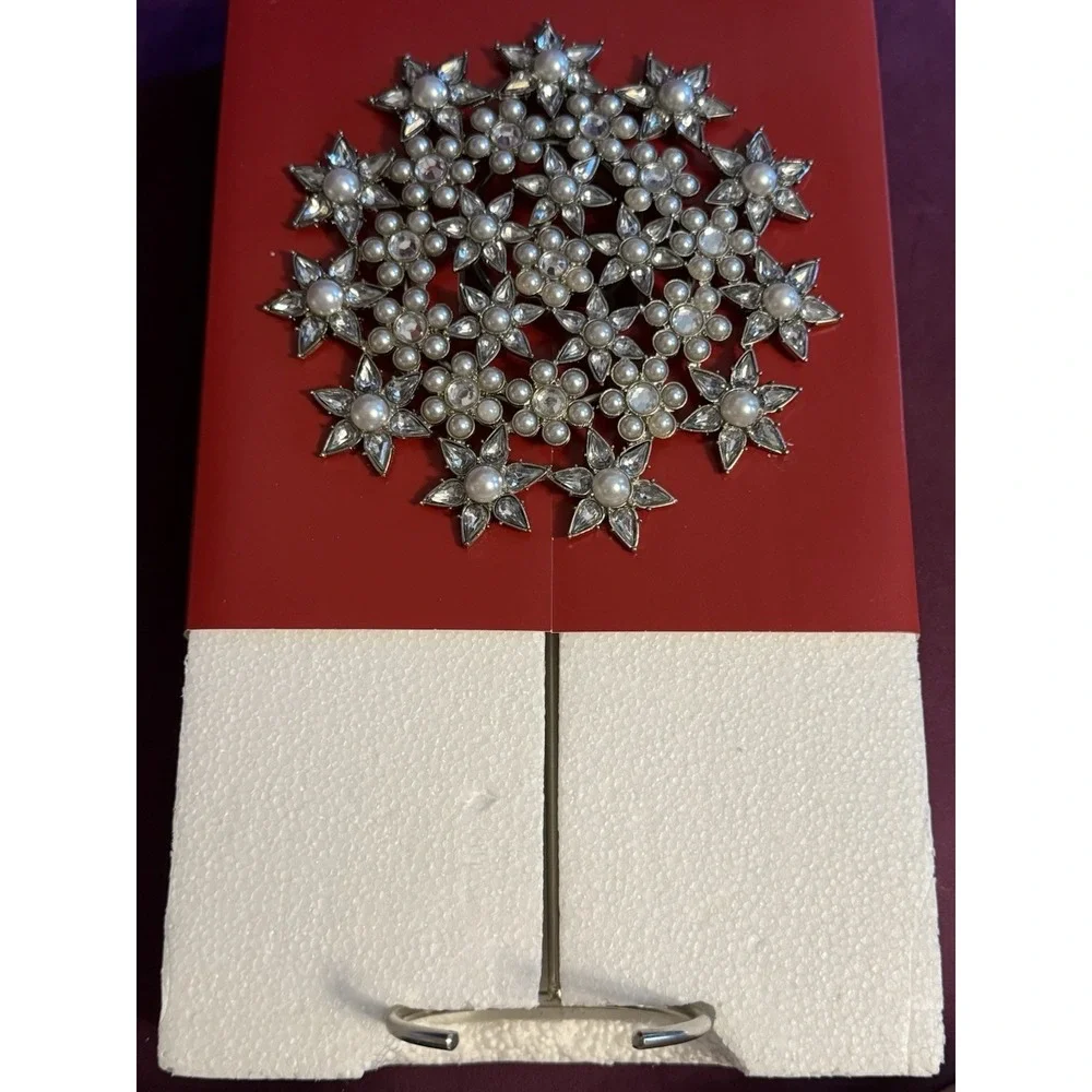 NIB  Pottery Barn Jewel Jeweled Snowflake Christmas Tree Bling Bedazzled Pearls